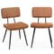 Costway Dining Chairs Set of 2 with PU Leather Cover Filled Sponge Waterfall Seats Brown/Green